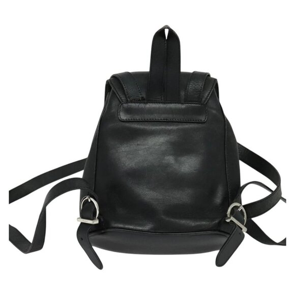 Salvatore Ferragamo Gancini Backpack Leather Black Silver Auth gh705 main image 8